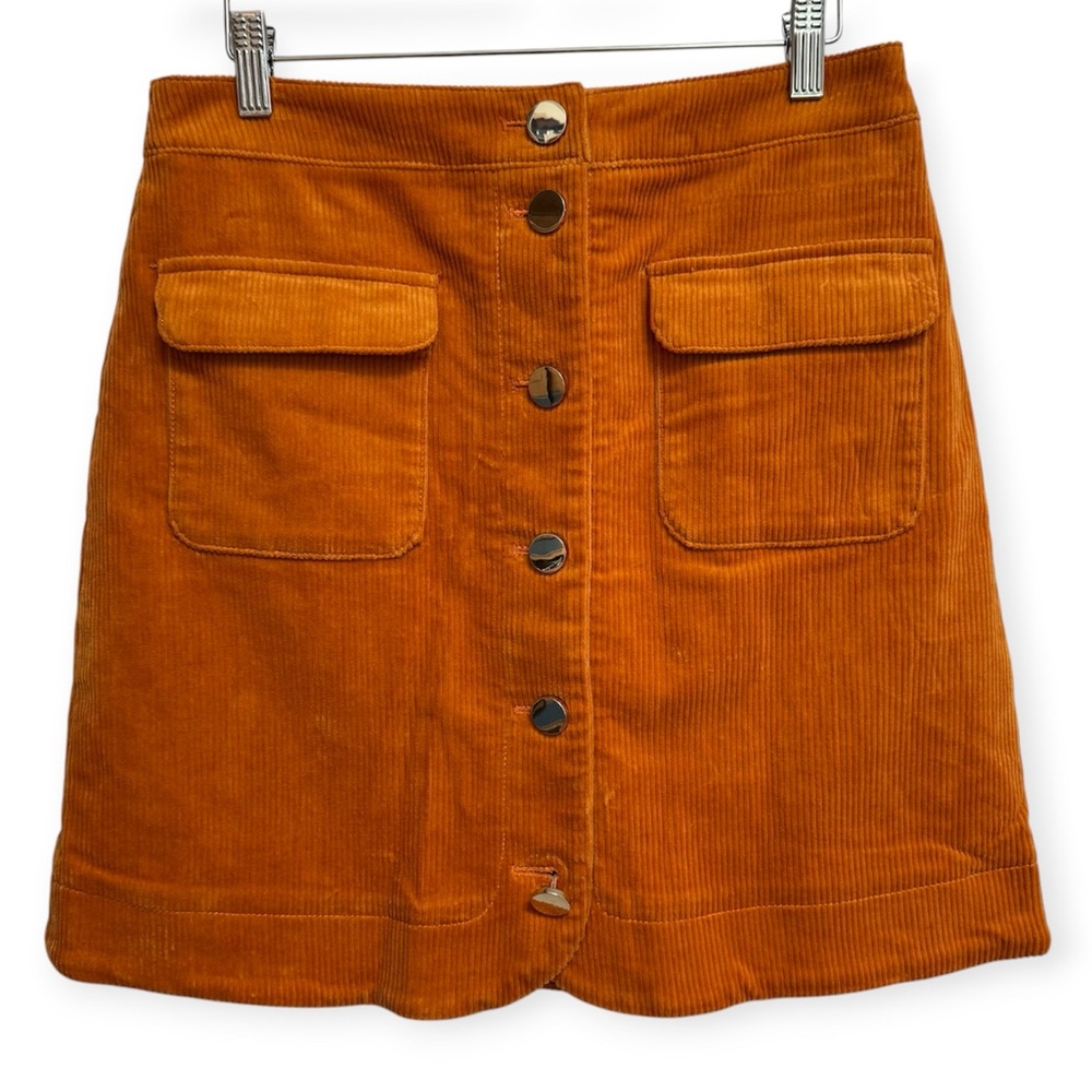 Loft Patch Pocket Button Front Curduroy Skirt Size 4